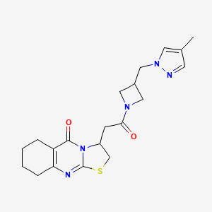 molecular formula C20H25N5O2S B6462503 3-(2-{3-[(4-methyl-1H-pyrazol-1-yl)methyl]azetidin-1-yl}-2-oxoethyl)-2H,3H,5H,6H,7H,8H,9H-[1,3]thiazolo[2,3-b]quinazolin-5-one CAS No. 2549032-81-5