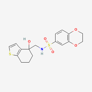 N-[(4-hydroxy-4,5,6,7-tetrahydro-1-benzothiophen-4-yl)methyl]-2,3-dihydro-1,4-benzodioxine-6-sulfonamide