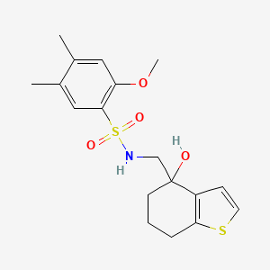 N-[(4-hydroxy-4,5,6,7-tetrahydro-1-benzothiophen-4-yl)methyl]-2-methoxy-4,5-dimethylbenzene-1-sulfonamide