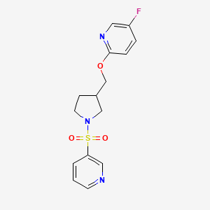 molecular formula C15H16FN3O3S B6462606 5-fluoro-2-{[1-(pyridine-3-sulfonyl)pyrrolidin-3-yl]methoxy}pyridine CAS No. 2549001-03-6