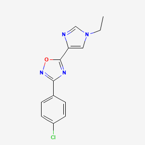 molecular formula C13H11ClN4O B6462665 3-(4-chlorophenyl)-5-(1-ethyl-1H-imidazol-4-yl)-1,2,4-oxadiazole CAS No. 2548997-71-1