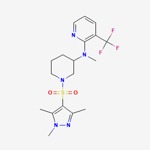 molecular formula C18H24F3N5O2S B6462699 N-methyl-3-(trifluoromethyl)-N-{1-[(1,3,5-trimethyl-1H-pyrazol-4-yl)sulfonyl]piperidin-3-yl}pyridin-2-amine CAS No. 2549003-79-2