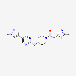 molecular formula C19H22N6O2S B6462801 2-(2-methyl-1,3-thiazol-5-yl)-1-(4-{[5-(1-methyl-1H-pyrazol-4-yl)pyrimidin-2-yl]oxy}piperidin-1-yl)ethan-1-one CAS No. 2548997-98-2