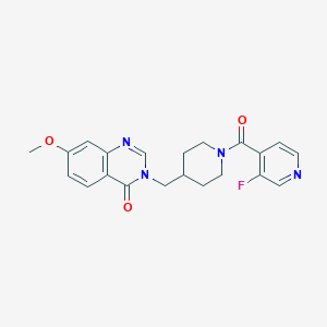 molecular formula C21H21FN4O3 B6462806 3-{[1-(3-fluoropyridine-4-carbonyl)piperidin-4-yl]methyl}-7-methoxy-3,4-dihydroquinazolin-4-one CAS No. 2549036-28-2