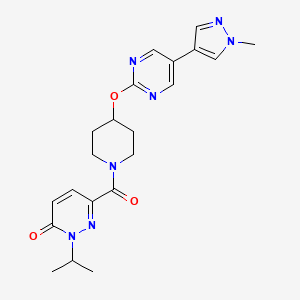 molecular formula C21H25N7O3 B6462818 6-(4-{[5-(1-methyl-1H-pyrazol-4-yl)pyrimidin-2-yl]oxy}piperidine-1-carbonyl)-2-(propan-2-yl)-2,3-dihydropyridazin-3-one CAS No. 2548978-33-0