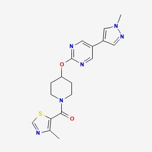 2-{[1-(4-methyl-1,3-thiazole-5-carbonyl)piperidin-4-yl]oxy}-5-(1-methyl-1H-pyrazol-4-yl)pyrimidine