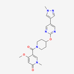 molecular formula C21H24N6O4 B6462899 4-methoxy-1-methyl-5-(4-{[5-(1-methyl-1H-pyrazol-4-yl)pyrimidin-2-yl]oxy}piperidine-1-carbonyl)-1,2-dihydropyridin-2-one CAS No. 2549031-92-5