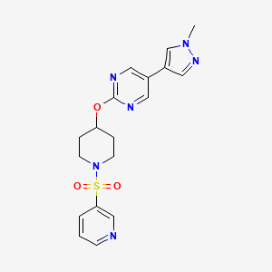 molecular formula C18H20N6O3S B6462950 5-(1-methyl-1H-pyrazol-4-yl)-2-{[1-(pyridine-3-sulfonyl)piperidin-4-yl]oxy}pyrimidine CAS No. 2549025-66-1