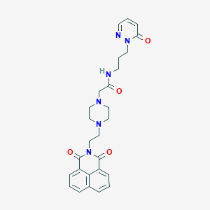 2-[4-(2-{2,4-dioxo-3-azatricyclo[7.3.1.0^{5,13}]trideca-1(13),5,7,9,11-pentaen-3-yl}ethyl)piperazin-1-yl]-N-[3-(6-oxo-1,6-dihydropyridazin-1-yl)propyl]acetamide