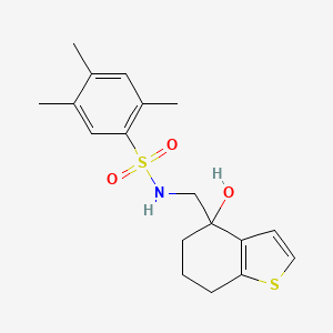 N-[(4-hydroxy-4,5,6,7-tetrahydro-1-benzothiophen-4-yl)methyl]-2,4,5-trimethylbenzene-1-sulfonamide