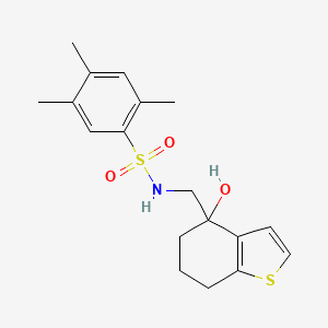 molecular formula C18H23NO3S2 B6463008 N-[(4-hydroxy-4,5,6,7-tetrahydro-1-benzothiophen-4-yl)methyl]-2,4,5-trimethylbenzene-1-sulfonamide CAS No. 2549026-90-4