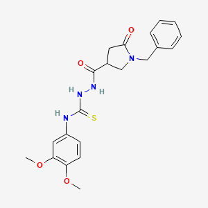 1-benzyl-N-{[(3,4-dimethoxyphenyl)carbamothioyl]amino}-5-oxopyrrolidine-3-carboxamide