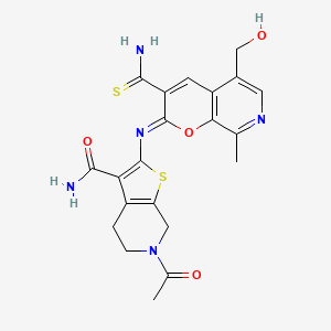 6-acetyl-2-{[(2Z)-3-carbamothioyl-5-(hydroxymethyl)-8-methyl-2H-pyrano[2,3-c]pyridin-2-ylidene]amino}-4H,5H,6H,7H-thieno[2,3-c]pyridine-3-carboxamide