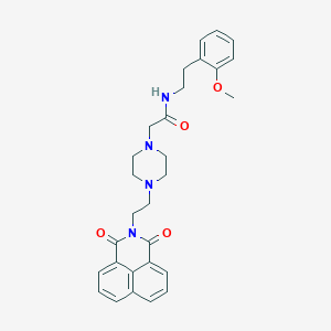 2-[4-(2-{2,4-dioxo-3-azatricyclo[7.3.1.0^{5,13}]trideca-1(13),5,7,9,11-pentaen-3-yl}ethyl)piperazin-1-yl]-N-[2-(2-methoxyphenyl)ethyl]acetamide