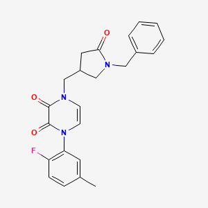 molecular formula C23H22FN3O3 B6463064 1-[(1-benzyl-5-oxopyrrolidin-3-yl)methyl]-4-(2-fluoro-5-methylphenyl)-1,2,3,4-tetrahydropyrazine-2,3-dione CAS No. 2549040-63-1