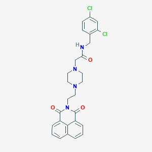 molecular formula C27H26Cl2N4O3 B6463099 N-[(2,4-dichlorophenyl)methyl]-2-[4-(2-{2,4-dioxo-3-azatricyclo[7.3.1.0^{5,13}]trideca-1(13),5,7,9,11-pentaen-3-yl}ethyl)piperazin-1-yl]acetamide CAS No. 2549025-79-6