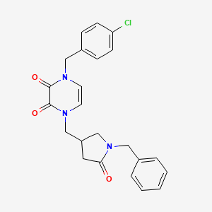 1-[(1-benzyl-5-oxopyrrolidin-3-yl)methyl]-4-[(4-chlorophenyl)methyl]-1,2,3,4-tetrahydropyrazine-2,3-dione