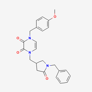 molecular formula C24H25N3O4 B6463122 1-[(1-benzyl-5-oxopyrrolidin-3-yl)methyl]-4-[(4-methoxyphenyl)methyl]-1,2,3,4-tetrahydropyrazine-2,3-dione CAS No. 2549055-17-4