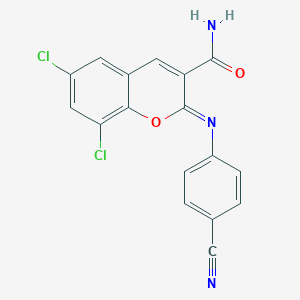 molecular formula C17H9Cl2N3O2 B6463131 (2Z)-6,8-dichloro-2-[(4-cyanophenyl)imino]-2H-chromene-3-carboxamide CAS No. 2549133-13-1