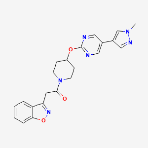 molecular formula C22H22N6O3 B6463135 2-(1,2-benzoxazol-3-yl)-1-(4-{[5-(1-methyl-1H-pyrazol-4-yl)pyrimidin-2-yl]oxy}piperidin-1-yl)ethan-1-one CAS No. 2549052-45-9