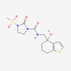 molecular formula C14H19N3O5S2 B6463144 N-[(4-hydroxy-4,5,6,7-tetrahydro-1-benzothiophen-4-yl)methyl]-3-methanesulfonyl-2-oxoimidazolidine-1-carboxamide CAS No. 2549063-46-7