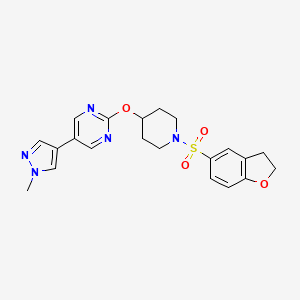 molecular formula C21H23N5O4S B6463152 2-{[1-(2,3-dihydro-1-benzofuran-5-sulfonyl)piperidin-4-yl]oxy}-5-(1-methyl-1H-pyrazol-4-yl)pyrimidine CAS No. 2549051-27-4