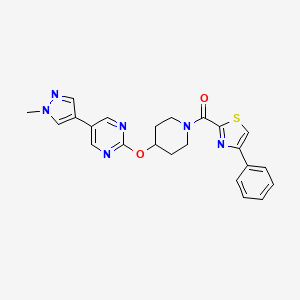 5-(1-methyl-1H-pyrazol-4-yl)-2-{[1-(4-phenyl-1,3-thiazole-2-carbonyl)piperidin-4-yl]oxy}pyrimidine