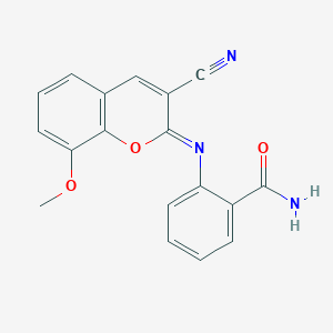 2-{[(2Z)-3-cyano-8-methoxy-2H-chromen-2-ylidene]amino}benzamide