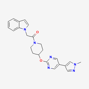 B6463182 2-(1H-indol-1-yl)-1-(4-{[5-(1-methyl-1H-pyrazol-4-yl)pyrimidin-2-yl]oxy}piperidin-1-yl)ethan-1-one CAS No. 2549051-24-1