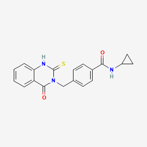 N-cyclopropyl-4-[(4-oxo-2-sulfanylidene-1,2,3,4-tetrahydroquinazolin-3-yl)methyl]benzamide