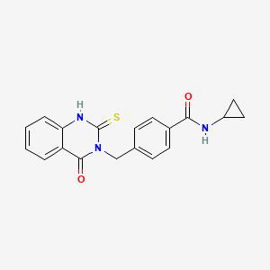 molecular formula C19H17N3O2S B6463195 N-cyclopropyl-4-[(4-oxo-2-sulfanylidene-1,2,3,4-tetrahydroquinazolin-3-yl)methyl]benzamide CAS No. 2549005-85-6