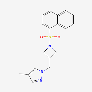 molecular formula C18H19N3O2S B6463236 4-methyl-1-{[1-(naphthalene-1-sulfonyl)azetidin-3-yl]methyl}-1H-pyrazole CAS No. 2549000-74-8