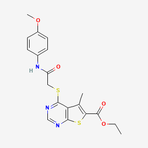 molecular formula C19H19N3O4S2 B6463246 ethyl 4-({[(4-methoxyphenyl)carbamoyl]methyl}sulfanyl)-5-methylthieno[2,3-d]pyrimidine-6-carboxylate CAS No. 1160237-24-0