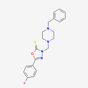 molecular formula C20H21FN4OS B6463247 3-[(4-benzylpiperazin-1-yl)methyl]-5-(4-fluorophenyl)-2,3-dihydro-1,3,4-oxadiazole-2-thione CAS No. 2549063-10-5