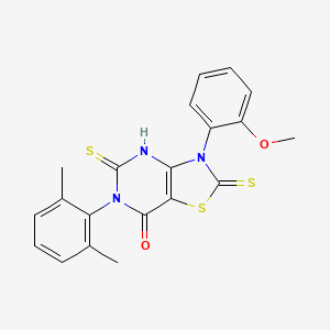 molecular formula C20H17N3O2S3 B6463271 6-(2,6-dimethylphenyl)-3-(2-methoxyphenyl)-5-sulfanyl-2-sulfanylidene-2H,3H,6H,7H-[1,3]thiazolo[4,5-d]pyrimidin-7-one CAS No. 2549066-52-4