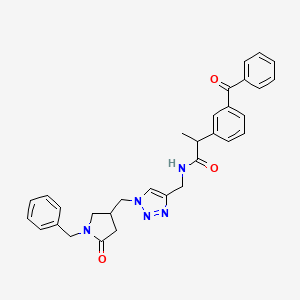 molecular formula C31H31N5O3 B6463297 2-(3-benzoylphenyl)-N-({1-[(1-benzyl-5-oxopyrrolidin-3-yl)methyl]-1H-1,2,3-triazol-4-yl}methyl)propanamide CAS No. 2549010-05-9