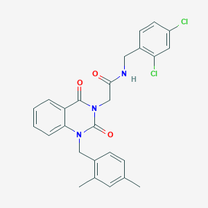 molecular formula C26H23Cl2N3O3 B6463304 N-[(2,4-dichlorophenyl)methyl]-2-{1-[(2,4-dimethylphenyl)methyl]-2,4-dioxo-1,2,3,4-tetrahydroquinazolin-3-yl}acetamide CAS No. 2549019-60-3