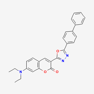 molecular formula C27H23N3O3 B6463318 3-(5-{[1,1'-biphenyl]-4-yl}-1,3,4-oxadiazol-2-yl)-7-(diethylamino)-2H-chromen-2-one CAS No. 2548985-52-8