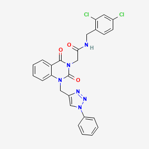 molecular formula C26H20Cl2N6O3 B6463323 N-[(2,4-dichlorophenyl)methyl]-2-{2,4-dioxo-1-[(1-phenyl-1H-1,2,3-triazol-4-yl)methyl]-1,2,3,4-tetrahydroquinazolin-3-yl}acetamide CAS No. 2549064-78-8