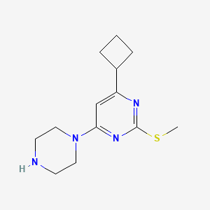 molecular formula C13H20N4S B6463348 4-cyclobutyl-2-(methylsulfanyl)-6-(piperazin-1-yl)pyrimidine CAS No. 2640974-57-6