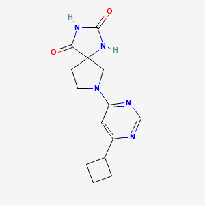 molecular formula C14H17N5O2 B6463392 7-(6-cyclobutylpyrimidin-4-yl)-1,3,7-triazaspiro[4.4]nonane-2,4-dione CAS No. 2640896-97-3