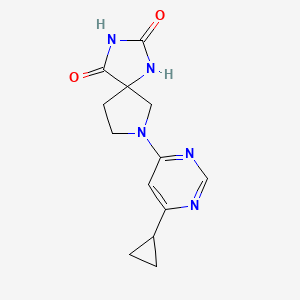 molecular formula C13H15N5O2 B6463398 7-(6-cyclopropylpyrimidin-4-yl)-1,3,7-triazaspiro[4.4]nonane-2,4-dione CAS No. 2640873-76-1