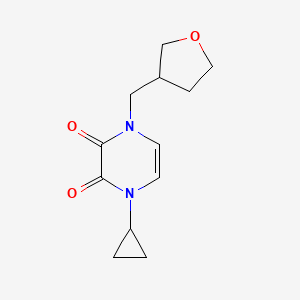 molecular formula C12H16N2O3 B6463465 1-cyclopropyl-4-[(oxolan-3-yl)methyl]-1,2,3,4-tetrahydropyrazine-2,3-dione CAS No. 2640968-26-7