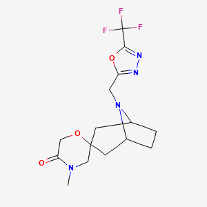 molecular formula C15H19F3N4O3 B6463478 4'-methyl-8-{[5-(trifluoromethyl)-1,3,4-oxadiazol-2-yl]methyl}-8-azaspiro[bicyclo[3.2.1]octane-3,2'-morpholin]-5'-one CAS No. 2640814-45-3