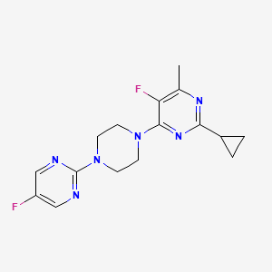 molecular formula C16H18F2N6 B6463552 2-cyclopropyl-5-fluoro-4-[4-(5-fluoropyrimidin-2-yl)piperazin-1-yl]-6-methylpyrimidine CAS No. 2640897-45-4