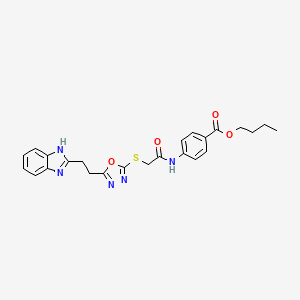 molecular formula C24H25N5O4S B6463771 butyl 4-[2-({5-[2-(1H-1,3-benzodiazol-2-yl)ethyl]-1,3,4-oxadiazol-2-yl}sulfanyl)acetamido]benzoate CAS No. 1327241-02-0