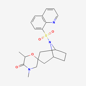 4',6'-dimethyl-8-(quinoline-8-sulfonyl)-8-azaspiro[bicyclo[3.2.1]octane-3,2'-morpholin]-5'-one