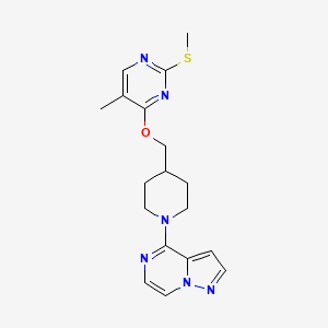 5-methyl-2-(methylsulfanyl)-4-[(1-{pyrazolo[1,5-a]pyrazin-4-yl}piperidin-4-yl)methoxy]pyrimidine