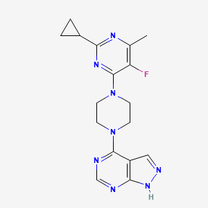 2-cyclopropyl-5-fluoro-4-methyl-6-(4-{1H-pyrazolo[3,4-d]pyrimidin-4-yl}piperazin-1-yl)pyrimidine