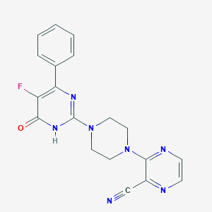 molecular formula C19H16FN7O B6467461 3-[4-(5-fluoro-6-oxo-4-phenyl-1,6-dihydropyrimidin-2-yl)piperazin-1-yl]pyrazine-2-carbonitrile CAS No. 2640964-85-6